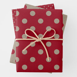 Faux Brown & Red Kraft Paper With Polka Dots