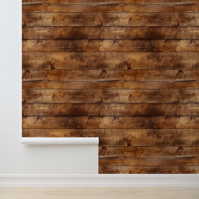 Faux Brown Wood Behang (Applicatie)