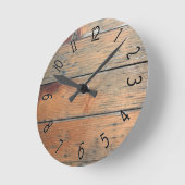 Faux Brown Wooden Paneling Ronde Klok (Hoek)