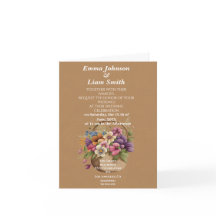 Faux bruin ambachtelijk papier en bloemen bruiloft