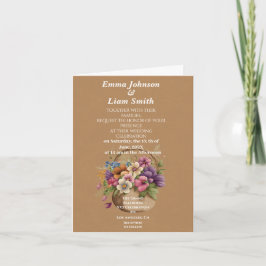 Faux bruin ambachtelijk papier en bloemen bruiloft