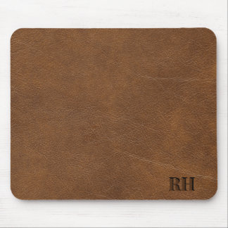 Faux bruin leder Aangepaste monogrammen Initialen Muismat
