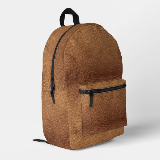 Faux bruin leder bedrukte rugzak (Achterkant Hoek Links)