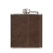 Faux Bruin leder Monogram Roestvrij staal Kolf Heupfles (Achterkant)