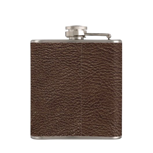 Faux Bruin leder Monogram Roestvrij staal Kolf Heupfles (Achterkant)