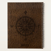 Faux bruin-leder-textuurplanner planner (Achterkant)