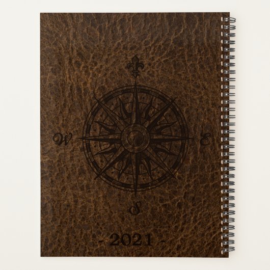 Faux bruin-leder-textuurplanner planner (Achterkant)