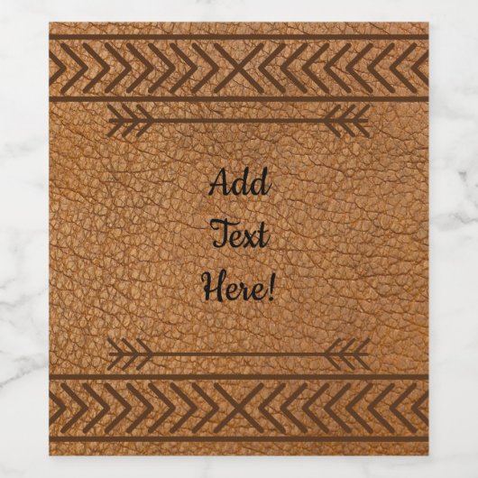 Faux bruin leder wijn etiket (Enkel label)