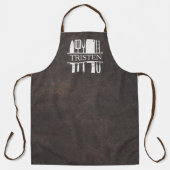 Faux bruin lederen chef-kok grill grilling roker schort (Voorkant)