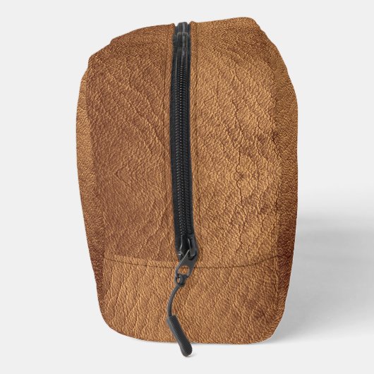 Faux Bruin Lederen Dopp Kit met Embossed Text Toilettasje (Rechts)