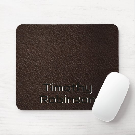 Faux Bruin Lederen Mousepad met Embossed Text Muismat (Met muis)