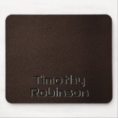 Faux Bruin Lederen Mousepad met Embossed Text Muismat (Voorkant)