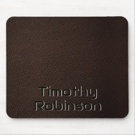 Faux Bruin Lederen Mousepad met Embossed Text Muismat