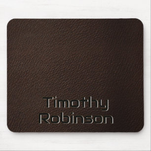 Faux Bruin Lederen Mousepad met Embossed Text Muismat