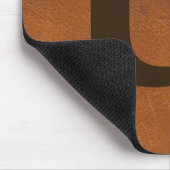 Faux bruin lederen textiel muismat (Hoek)