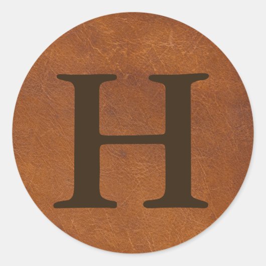 Faux bruin lederen textiel ronde sticker (Voorkant)