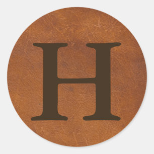 Faux bruin lederen textiel ronde sticker