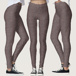 Faux bruin visgraat Tweed Pattern Fabric Art Leggings