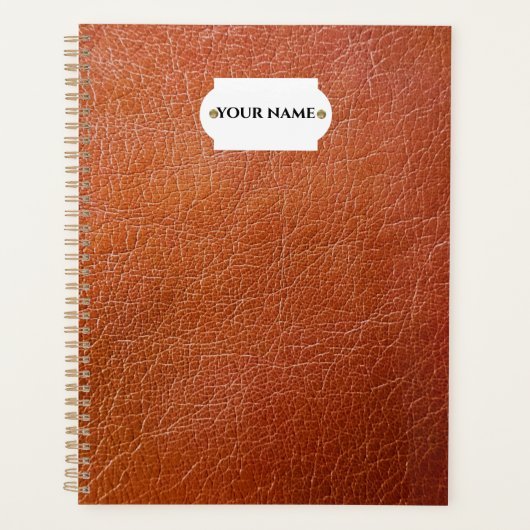 Faux-bruine lederplant planner (Voorkant)