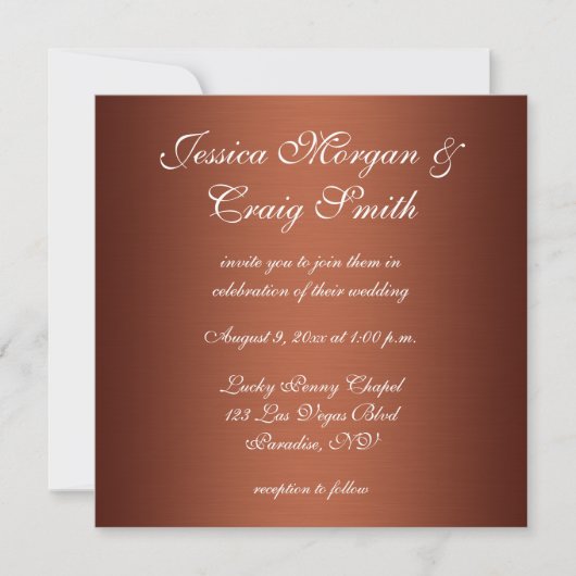 Faux Brushed Copper Ombre Wedding Kaart (Voorkant)