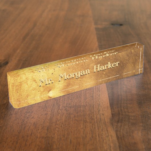 Faux Brushed Gold gegraveerd Naambordje (Zijkant)