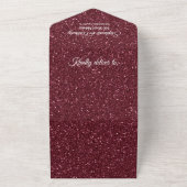 Faux Burgundy Glitter Wedding All In One Uitnodiging (Buitenkant)