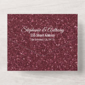 Faux Burgundy Glitter Wedding All In One Uitnodiging (Achterkant)