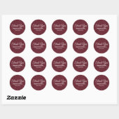 Faux Burgundy Glitter Wedding Bedankt Ronde Sticker (Vel)