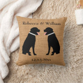 Faux Burlap 2 Black Labradors Personalized Weddens Kussen (Deken)
