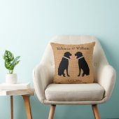 Faux Burlap 2 Black Labradors Personalized Weddens Kussen (Stoel)