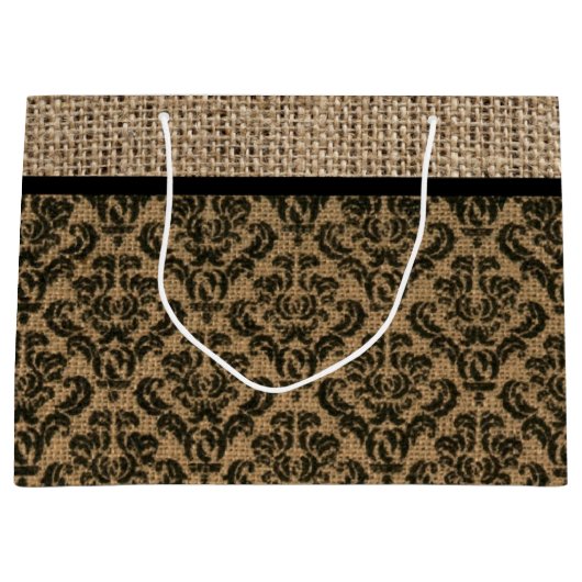 Faux Burlap Design Gift Bag Large Cadeautasje (Voorkant)