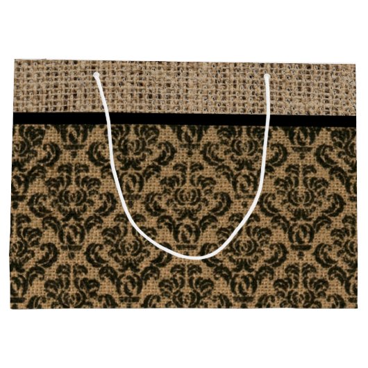 Faux Burlap Design Gift Bag Large Cadeautasje (Achterkant)