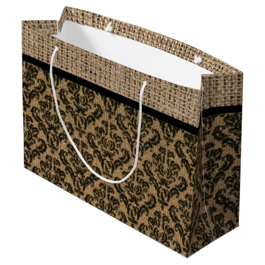 Faux Burlap Design Gift Bag Large Cadeautasje (Achterkant Gekanteld)