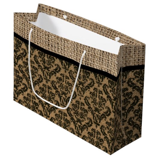 Faux Burlap Design Gift Bag Large Cadeautasje (Voorkant Gekanteld)