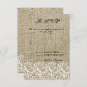 Faux Burlap en Kant RSVP (Voorkant / Achterkant)