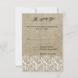 Faux Burlap en Kant RSVP Kaartje