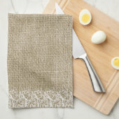 Faux Burlap en Kant Theedoek (Quarter Fold)