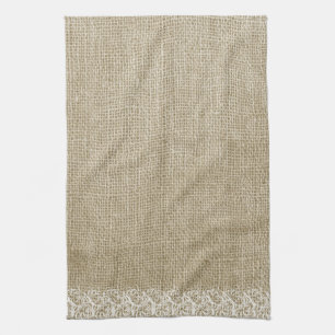 Faux Burlap en Kant Theedoek