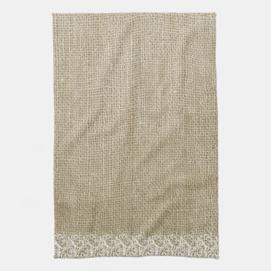 Faux Burlap en Kant Theedoek (Verticaal)