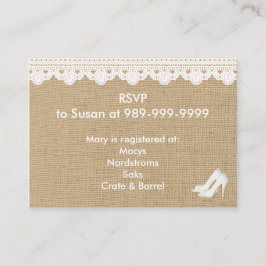 Faux Burlap- en Lace-behuizingskaart Informatiekaartje