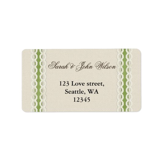 FAUX burlap en lace limoen country bruiloft Etiket (Voorkant)