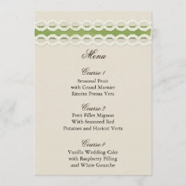 FAUX burlap en lace limoen country bruiloft Menu