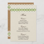 FAUX burlap en lace limoen country bruiloft Menu (Voorkant / Achterkant)