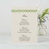 FAUX burlap en lace limoen country bruiloft Menu (Staand voorkant)