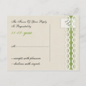 FAUX burlap en lace limoen country bruiloft Uitnodiging Briefkaart (Achterkant)
