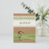 FAUX burlap en lace limoen country bruiloft Uitnodiging Briefkaart (Staand voorkant)