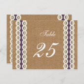 FAUX burlap en lace paarse country bruiloft Briefkaart (Voorkant / Achterkant)
