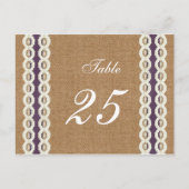 FAUX burlap en lace paarse country bruiloft Briefkaart (Voorkant)