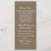 FAUX Burlap en rode kant Trouwprogramma Programmakaart (Achterkant)