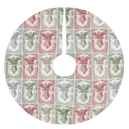 Faux burlap green Angel traditional Christmas Kerstboom Rok (Voorkant)